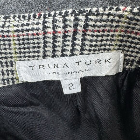 Trina Turk Skirt Women's 2 Black Multicolor Herringbone Tweed Pencil Wool Blend - Picture 4 of 7
